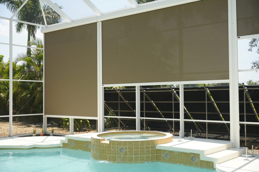 motorized screen by pool